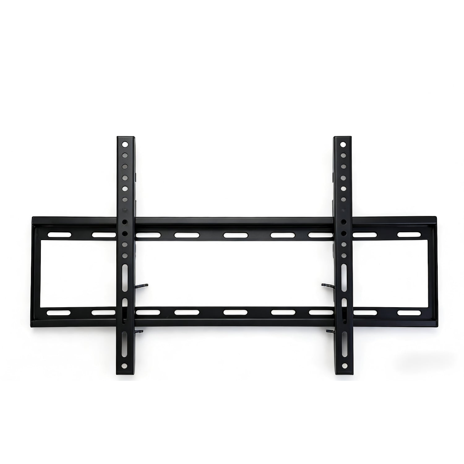 soporte para tv negro, vista frontal, ideal para montaje en pared